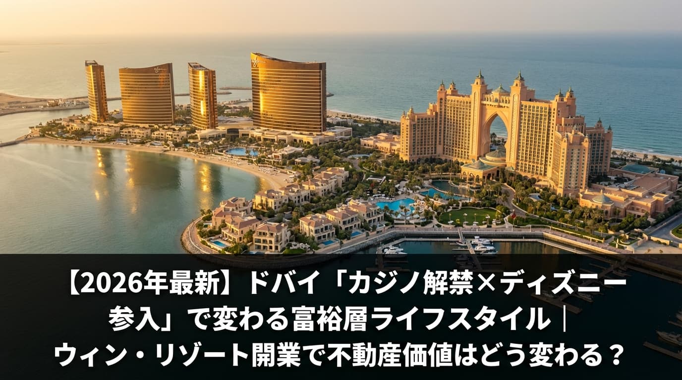 【2026年最新】ドバイ「カジノ解禁×ディズニー参入」で変わる富裕層ライフスタイル|ウィン・リゾート開業で不動産価値はどう変わる?