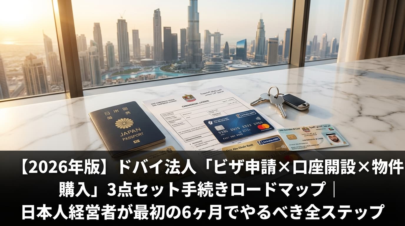 【2026年版】ドバイ法人「ビザ申請×口座開設×物件購入」3点セット手続きロードマップ|日本人経営者が最初の6ヶ月でやるべき全ステップ