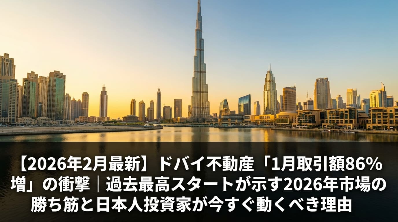 【2026年2月最新】ドバイ不動産「1月取引額86%増」の衝撃|過去最高スタートが示す2026年市場の勝ち筋と日本人投資家が今すぐ動くべき理由