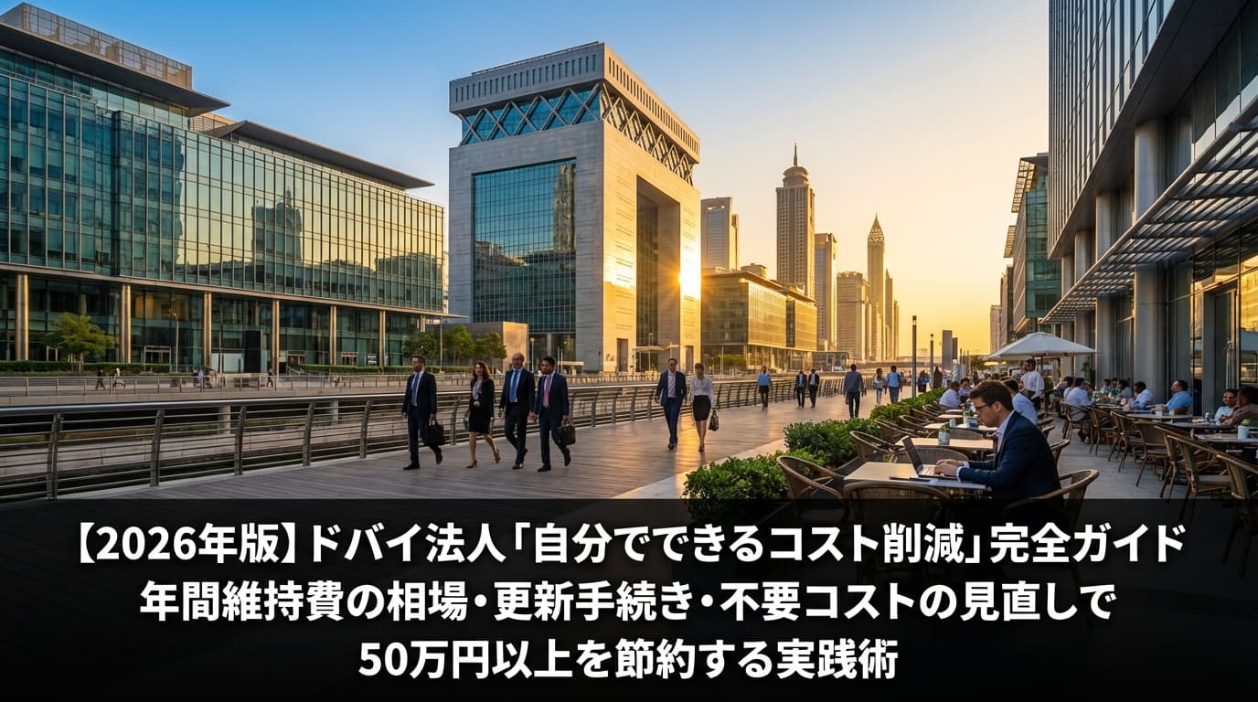 【2026年版】ドバイ法人「自分でできるコスト削減」完全ガイド|年間維持費の相場・更新手続き・不要コストの見直しで50万円以上を節約する実践術