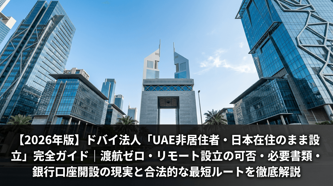 【2026年版】ドバイ法人「UAE非居住者・日本在住のまま設立」完全ガイド|渡航ゼロ・リモート設立の可否・必要書類・銀行口座開設の現実と合法的な最短ルートを徹底解説