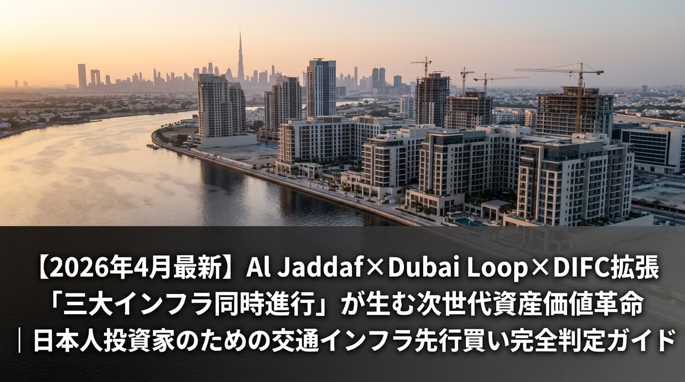 【2026年4月最新】Al Jaddaf×Dubai Loop×DIFC拡張「三大インフラ同時進行」が生む次世代資産価値革命|日本人投資家のための交通インフラ先行買い完全判定ガイド